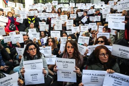 Concentración frente al Ayuntamiento de Madrid en contra de la violencia machista, en 2019. 