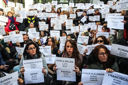 Concentración frente al Ayuntamiento de Madrid en contra de la violencia machista, en 2019.