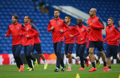 Los jugadores del PSG durante el entrenamiento. 