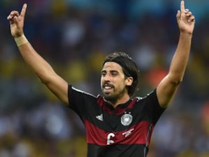 Khedira celebra su gol a Brasil en semifinales