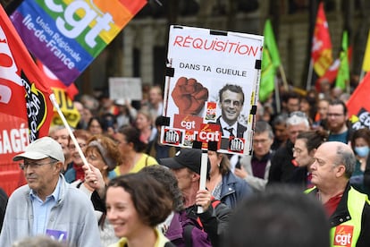 Macron manifestacion sindical Paris