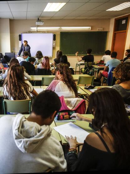 Aula de Bachillerato de un instituto madrileño.