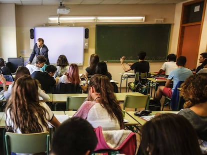 Aula de Bachillerato de un instituto madrileño.