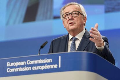 Jean-Claude Juncker, en la presentaci&oacute;n a la prensa este mi&eacute;rcoles de sus propuestas de reforma para la UE.