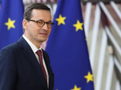 El primer ministro polaco, Mateusz Morawiecki, en la cumbre europea de la semana pasada en Bruselas.