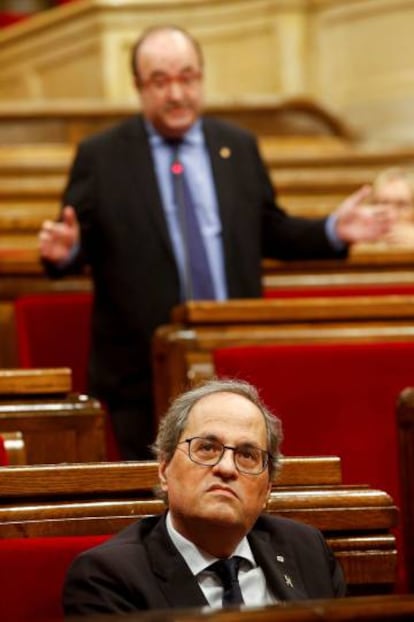 Diàleg "plural" entre Torra i Iceta, aquest dimecres al Parlament.