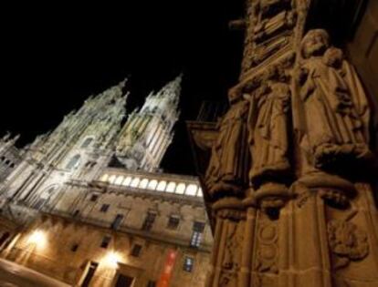 La fachada del Obradoiro de la catedral en Santiago de Compostela.