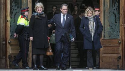 Mas, Ortega i Rigau, al acabar el judici.