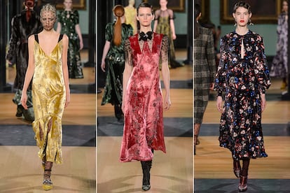 Plumeti, pedrería, terciopelo y flores en el desfile de Erdem.