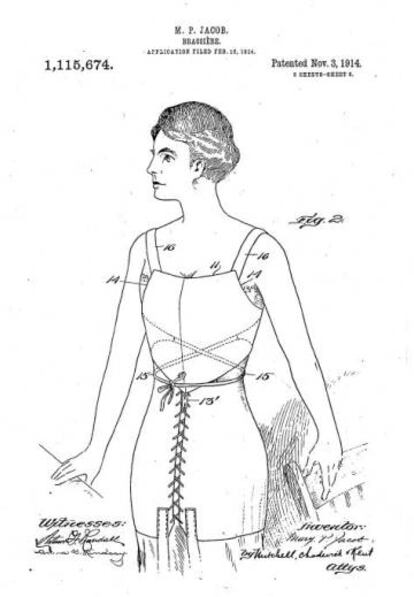 Ilustración de la patente del sujetador Crosby.
