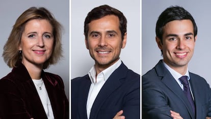 De izda a dcha: Ana Martínez-Pina, como socia de banca; a Constantino Pérez-Salgado, de mercantil y a Luis López, socio procesal