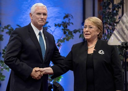 Pence y Bachelet este mi&eacute;rcoles en Santiago de Chile.