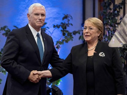 Pence e Bachelet na quarta-feira, dia 15, em Santiago do Chile