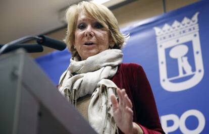 La portavoz del PP en el Ayuntamiento de Madrid, Esperanza Aguirre, durante una rueda de prensa celebrada el pasado miércoles.