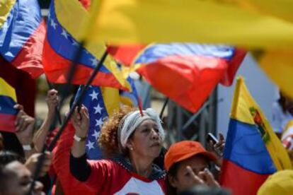 Seguidores de Nicolás Maduro, el 7 de febrero en Caracas.
