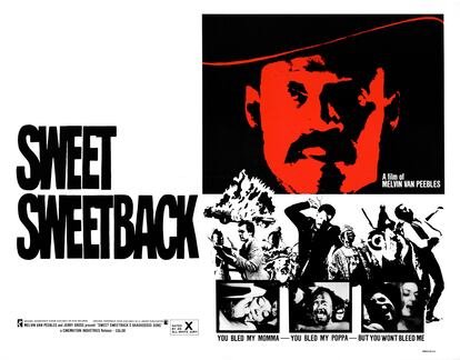 El póster de la película 'Sweet Sweetback', el drama criminal de blaxploitation escrito y dirigido por Melvin Van Peebles, 1971. 