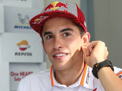 Marc Márquez, durante la entrevista en el circuito de Buriram.