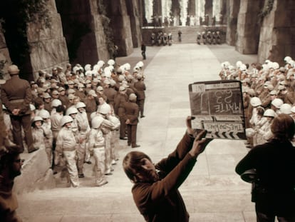 Director George Lucas on set of Star Wars