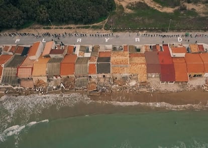 Casas afectadas en la playa de Babilonia. |