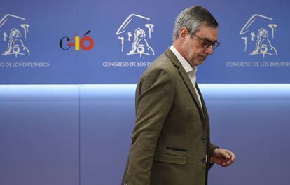 El secretario general de Ciudadanos, José Manuel Villegas, durante la rueda de prensa esta mañana en el Congreso de los Diputados.