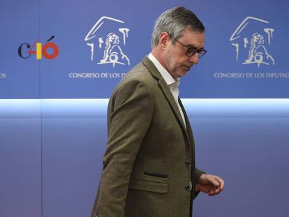 El secretario general de Ciudadanos, José Manuel Villegas, durante la rueda de prensa esta mañana en el Congreso de los Diputados.