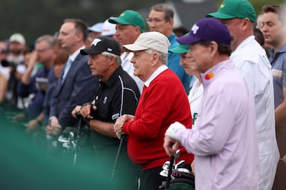 De izquierda a derecha, Gary Player, Jack Nicklaus y Tom Watson.