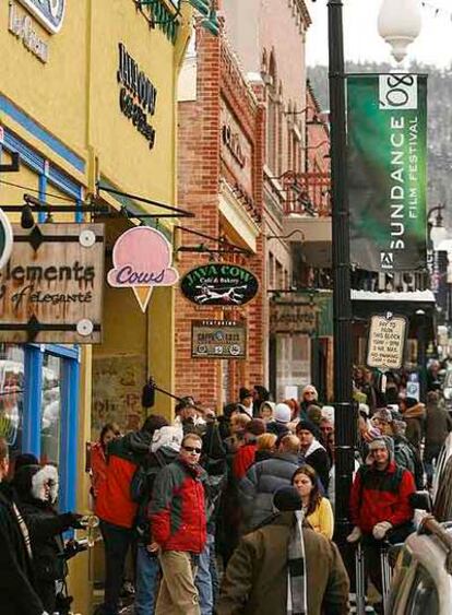 La calle principal de Park City, con carteles del certamen.