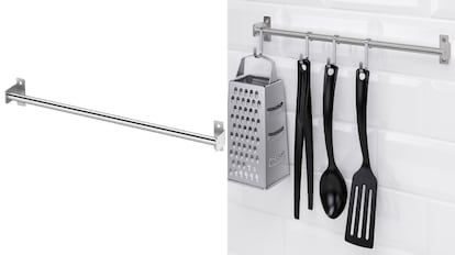 ahorra espacio hogar, aprovechar paredes cocina, utensilios para la pared de la cocina, ikea accesorios cocina, organizadores de pared, almacenaje para cocina de pared ikea, colgador utensilios cocina ikea, barra cocina ikea pared