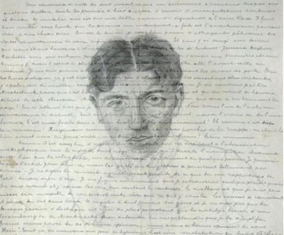 Carta de André Breton a Théodore Fraenkel, con autorretrato del autor, expuesta el año pasado en la muestra <i>Los escritores diseñan</i> del Museo Berardo de Lisboa.