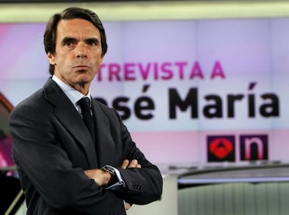 José María Aznar, moments before the interview he gave Antena 3 on Tuesday.