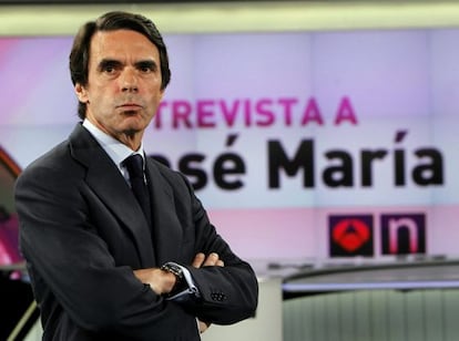 Jos&eacute; Mar&iacute;a Aznar, moments before the interview he gave Antena 3 on Tuesday.