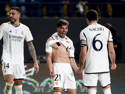 Brahim celebra su gol al Atlético de Madrid en la semifinal de la Supercopa, en Arabia.