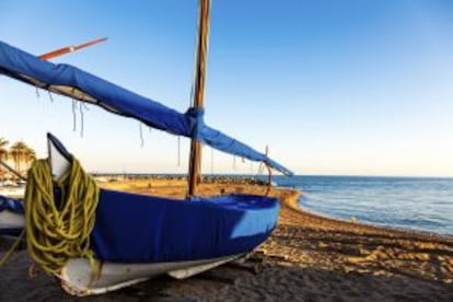 La playa de Les Barques, en Sant Pol de Mar (Barcelona).