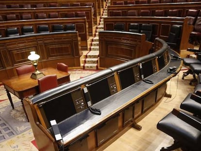 Banco azul de los miembros del Gobierno en el Congreso de los Diputados.