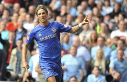 Torres celebra su gol.