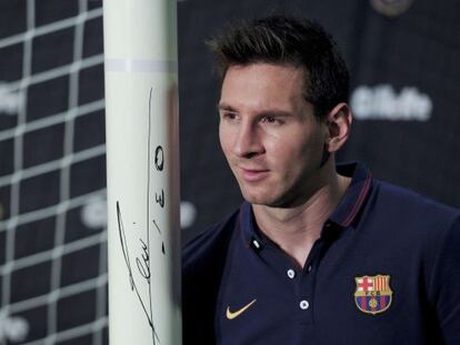 Leo Messi, en un acte promocional al Camp Nou.