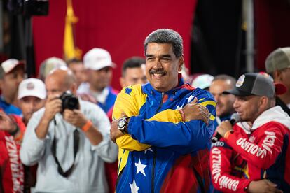 Nicolás Maduro celebra su victoria en el Palacio de Miraflores la noche del 28 de julio, en Caracas.