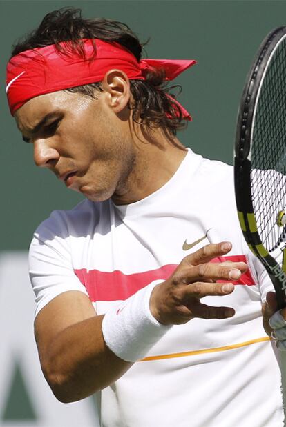 Rafa Nadal se lamenta tras perder ante Ljubicic.