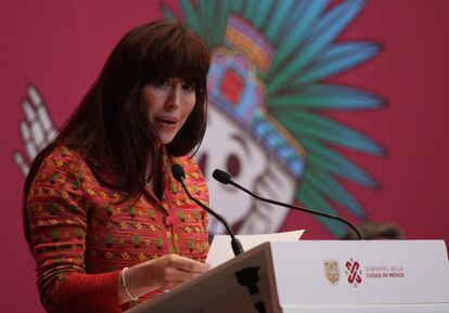 Paola Díaz Félix durante la conferencia de prensa en la que se presentó el desfile de Día de Muertos el pasado 31 de octubre 2021.