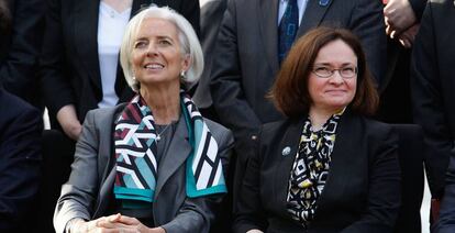 La presidenta del BCE, Christine Lagarde, y la presidenta del banco central de Rusia, Elvira Nabiullina, en una imagen de 2015.