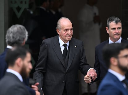 El rey Emrito Juan Carlos I en el funeral del Aga Khan IV en Lisboa, el 8 de febrero de 2025.