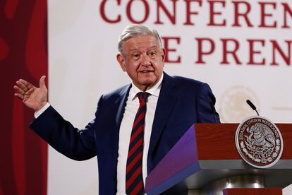 Andrés Manuel López Obrador, ofrece una rueda de prensa hoy, en el Palacio Nacional de Ciudad de México.