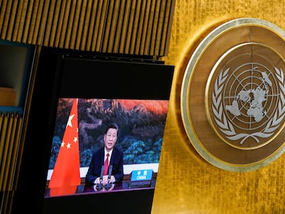 El presidente chino, Xi Jinping, durante su intervención en la 76ª Asamblea General de la ONU.