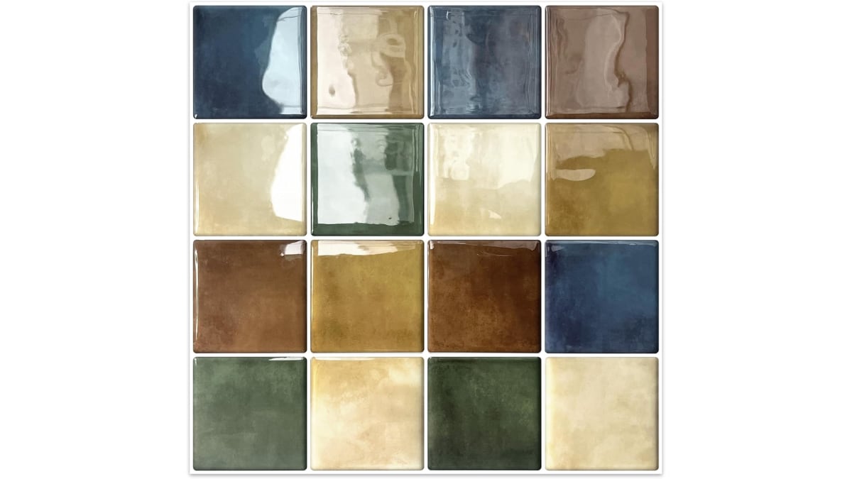 Azulejos adhesivos con forma cuadrada.