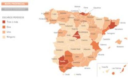 Si el 20-N se repitieran los resultados de las últimas elecciones municipales, el PSOE perdería 53 escaños en 22 ciudades.