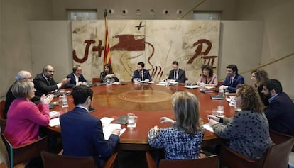 El vicepresidente de la Generalitat, Pere Aragonés, ha presidido hoy la reunión del Govern.