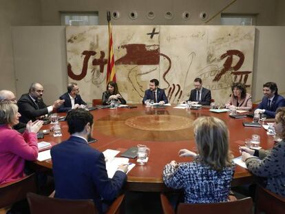 El vicepresidente de la Generalitat, Pere Aragonés, ha presidido hoy la reunión del Govern.