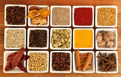 Ingredientes del Garam Masala antes de convertirse en polvo