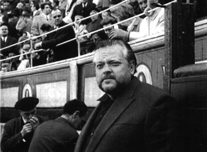 Orson Welles en la Plaza de las Ventas de Madrid en 1985. 