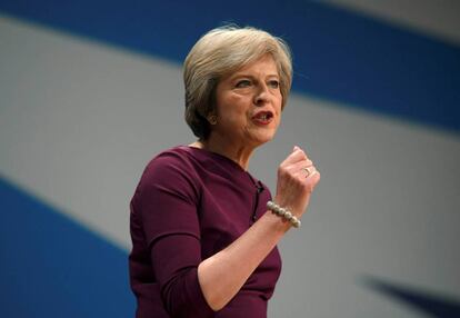 Theresa May, durante la conferencia de Birmingham.